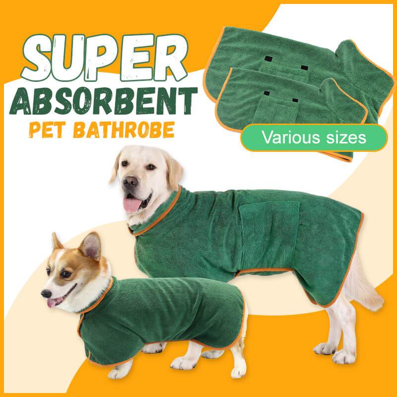 Absorbent Pet Bathrobe with waist-wrapped microfiber green with orange worn by dogs Pet Zen on Tampa Home & Garden Store