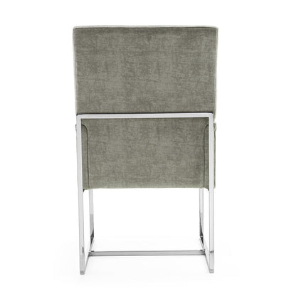Element Dining Arm Chair gray velvet upholstery with chrome metal legs back view on Tampa Home & Garden Store