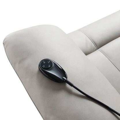 Chriki beige chenille power recliner with black finish, lift, heating, and massage controls on Tampa Home & Garden Store