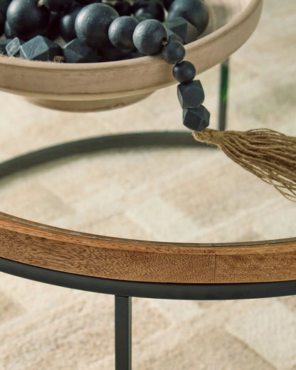 Noraluna Round Table with wood edge and dark metal frame Unique Piece Furniture on Tampa Home & Garden Store