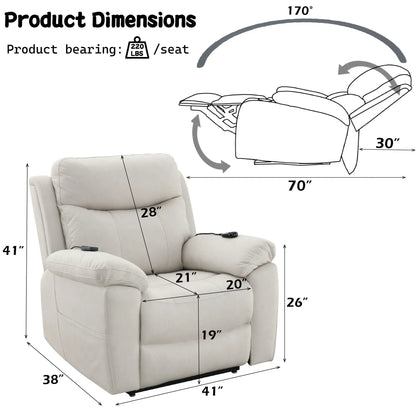 Chriki beige power motion recliner lift heating massage chair on Tampa Home & Garden Store