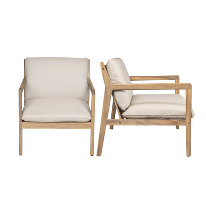 Durable Acacia Wood Patio Armchair Set of Two