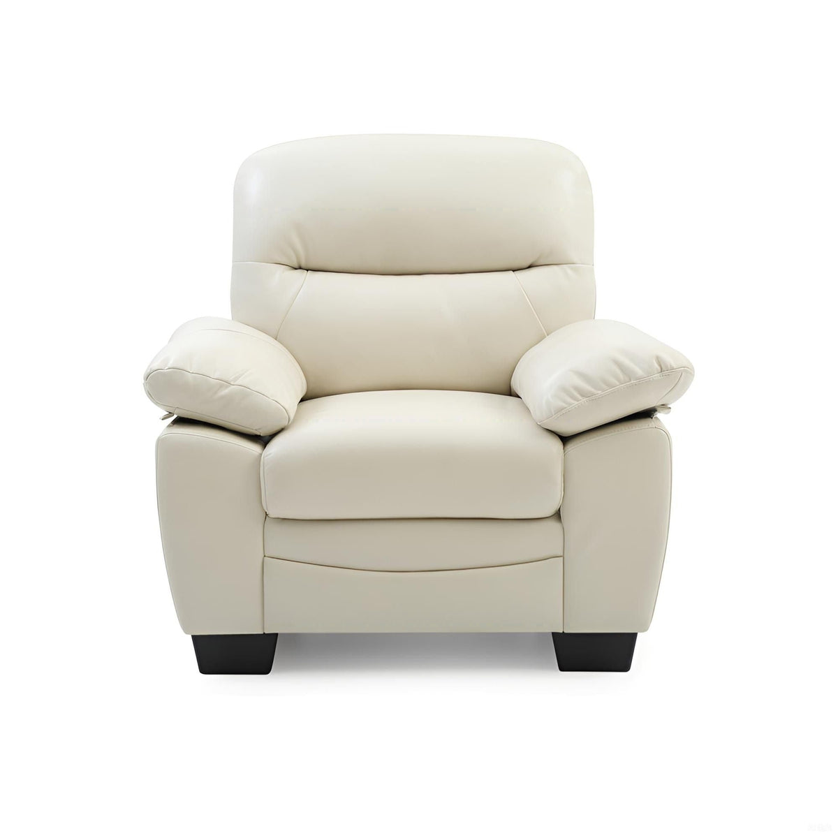 Marta Arm Chair by HouseOfZazla in cream leather with cushioned arms and dark legs on Tampa Home & Garden Store