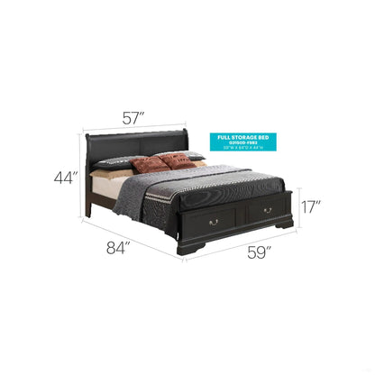 Upholstered Sleigh Bed with Dovetail Drawers