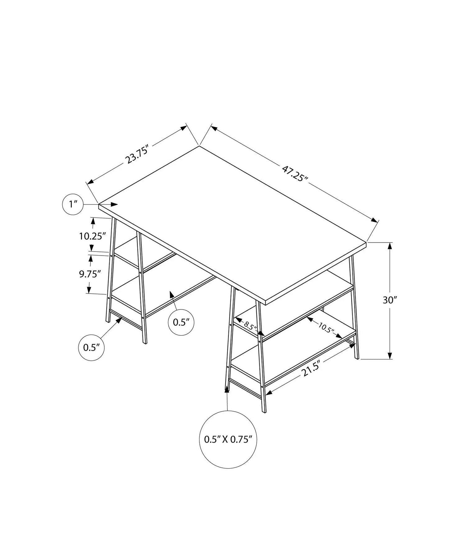 Industrial Computer Desk with Shelves for Home