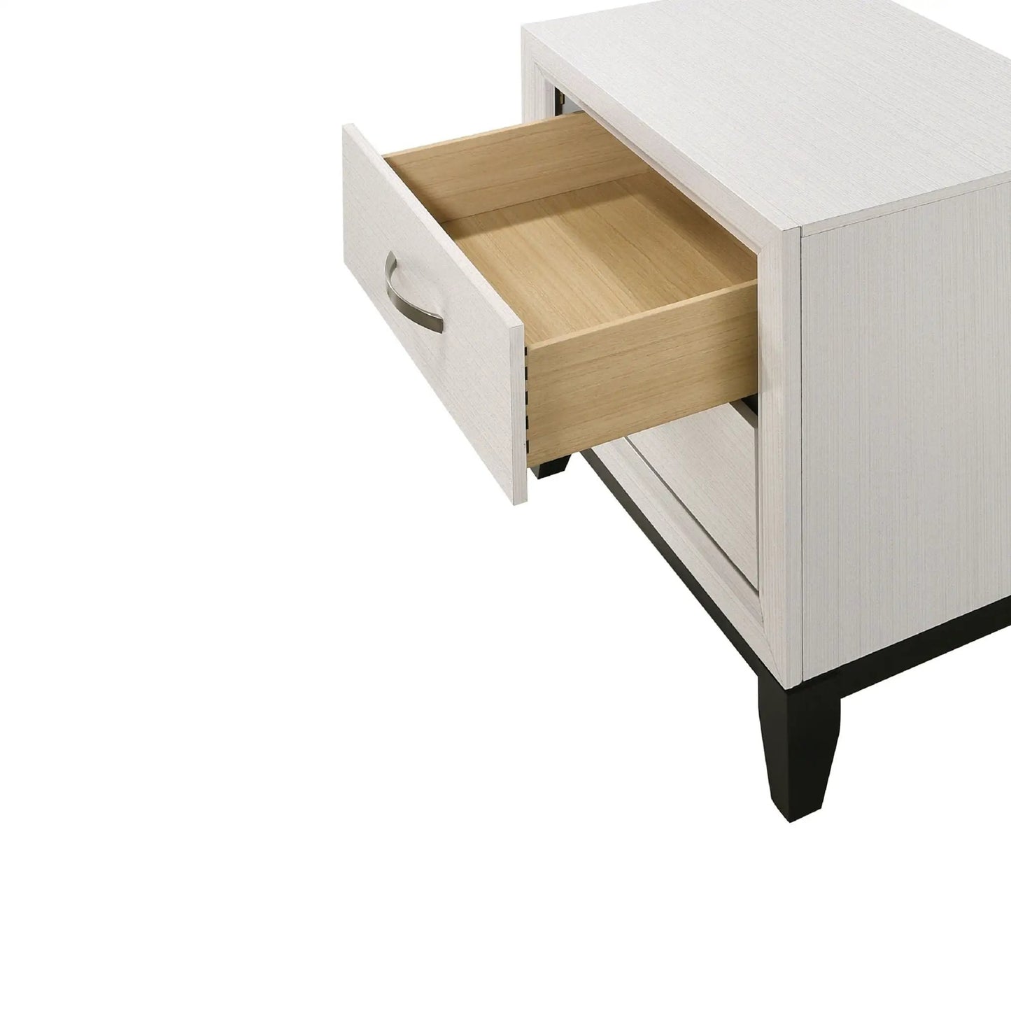 Nightstand 2 Drawers Handles for Bedroom White