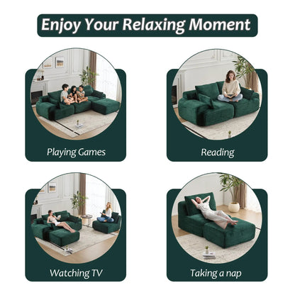 2-piece green sofa sectional by Unique Piece Furniture in a modern living room on Tampa Home & Garden Store