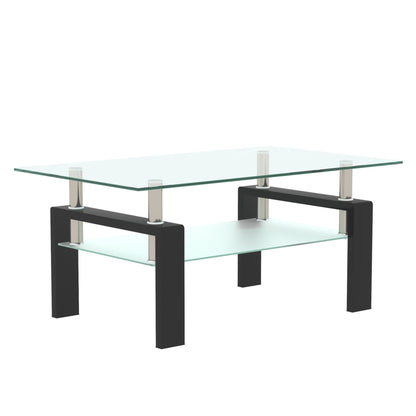 Modern rectangular coffee table with tempered glass top, black frame by HouseOfZazla on Tampa Home & Garden Store