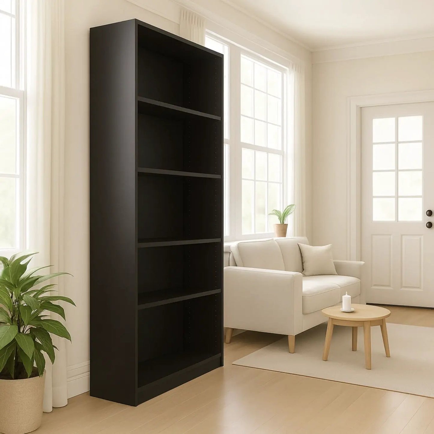 5-Tier Bookshelf with Anti-Tip Kit, black standard bookcase by Unique Piece Furniture on Tampa Home & Garden Store