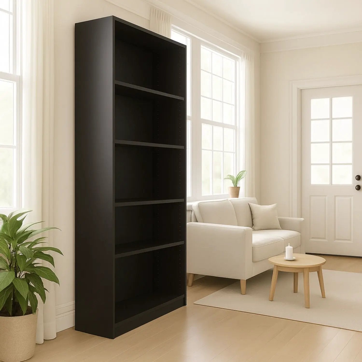 5-Tier Bookshelf with Anti-Tip Kit, black standard bookcase by Unique Piece Furniture on Tampa Home & Garden Store