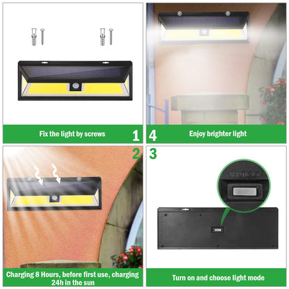GBruno Store solar wall light with 180 LEDs, motion sensor, wall-mounted for garden on Tampa Home & Garden Store