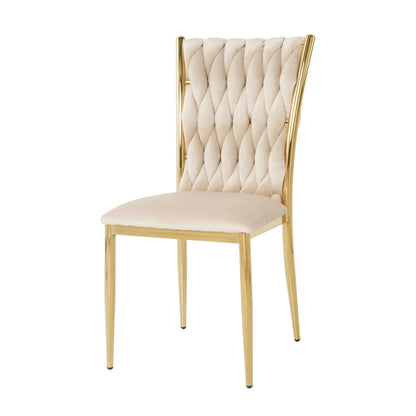 Modern dining chair beige velvet tufted back with gold metal frame by Unique Piece Furniture on Tampa Home & Garden Store