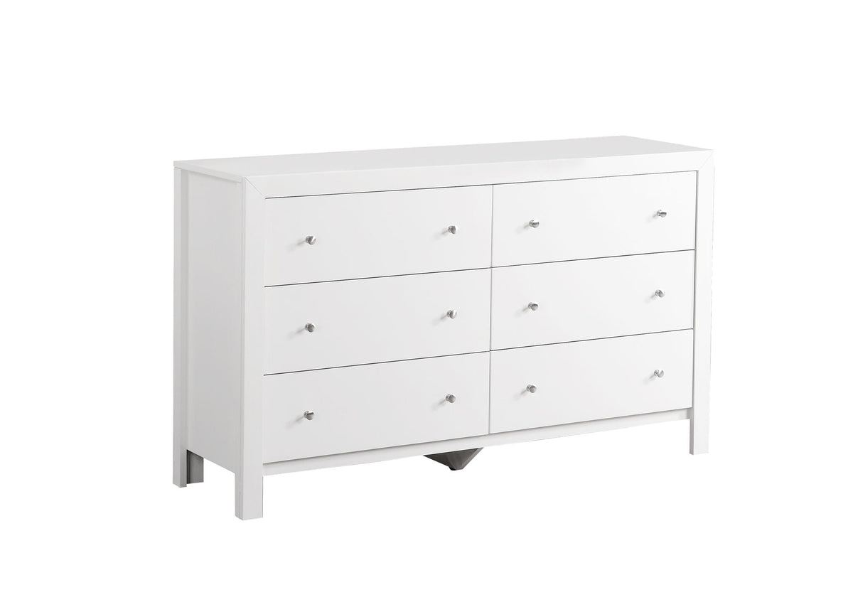 Dresser white finish nine-drawer unit with silver knobs HouseOfZazla safety drawers on Tampa Home & Garden Store