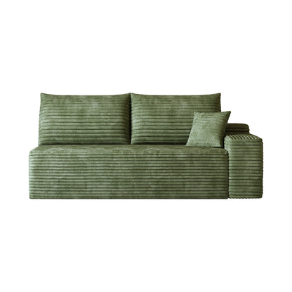Stylish Green Three Seater Right Corduroy Sofa