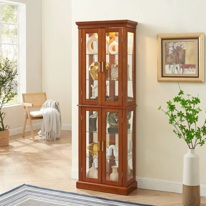Lighted Curio Cabinet with Tempered Glass Shelves