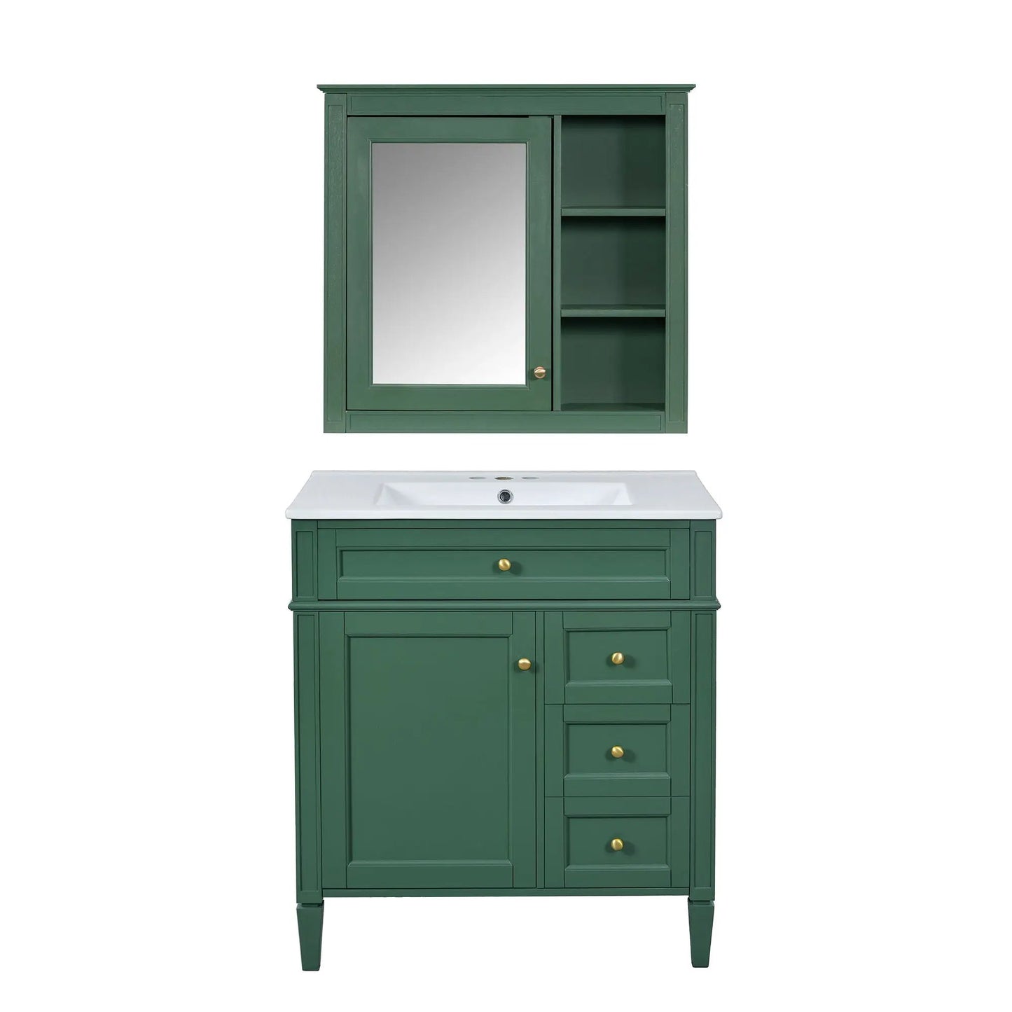 Bathroom Vanity with Top Sink and Mirror Cabinet