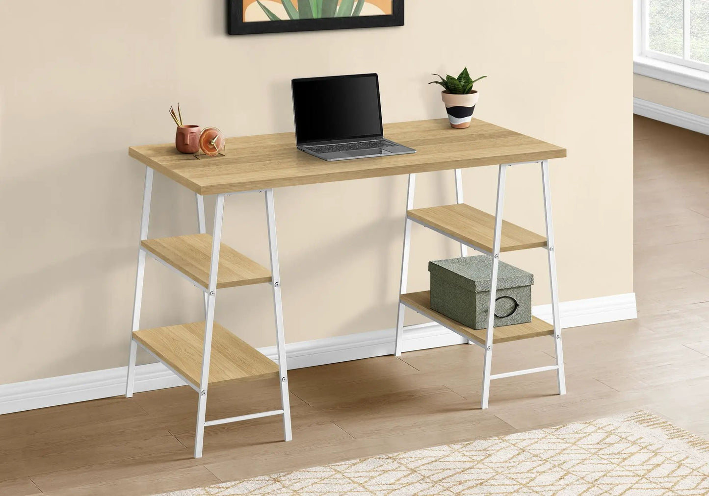 Industrial Computer Desk with Shelves for Home
