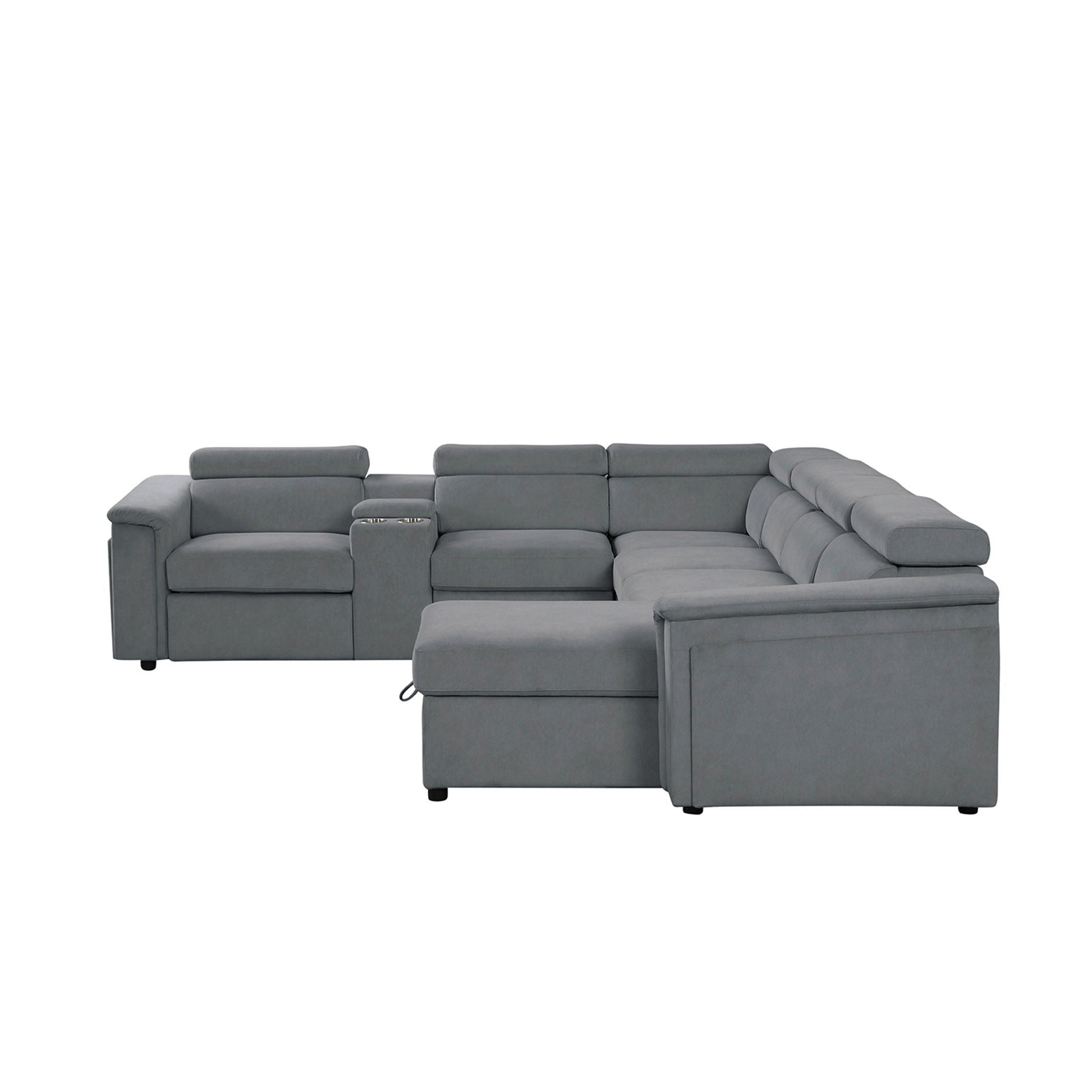 Harvey Power Recliner Sleeper Sectional by HouseOfZazla gray upholstery chaise and cupholders on Tampa Home & Garden Store