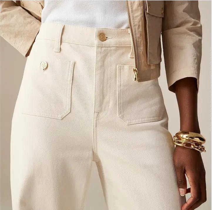 Loose Leisure Washed-out Jeans FLIPSTYLEZLLC light beige denim with back pockets on Tampa Home & Garden Store