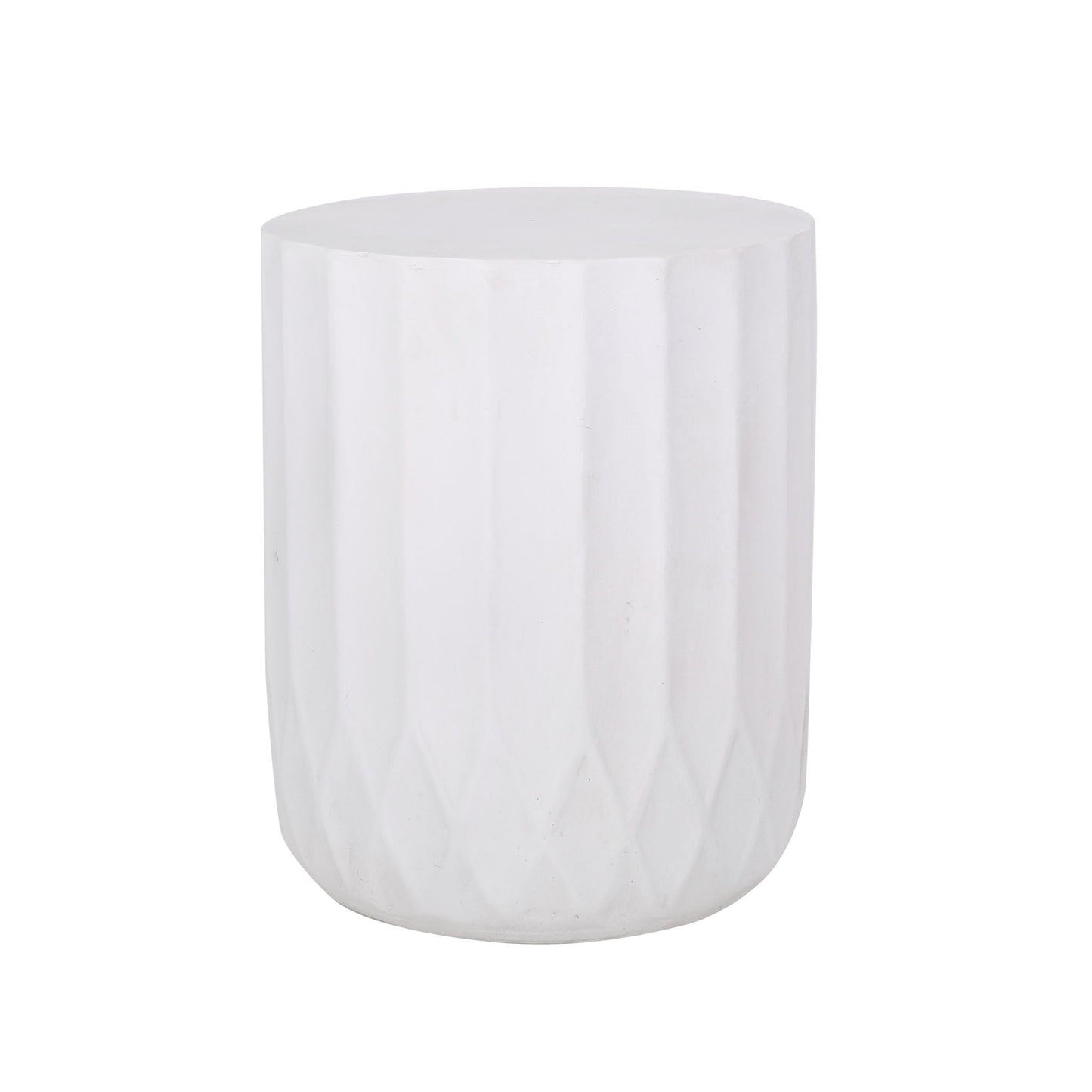 Outdoor End Table With A Scallop Edge In White