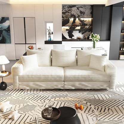 4-seat modern comfy upholstered sofa Cloud Couch in white ribbed fabric by HouseOfZazla on Tampa Home & Garden Store
