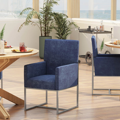 Element Dining Arm Chair in blue velvet with metal frame by HouseOfZazla, dining chairs on Tampa Home & Garden Store