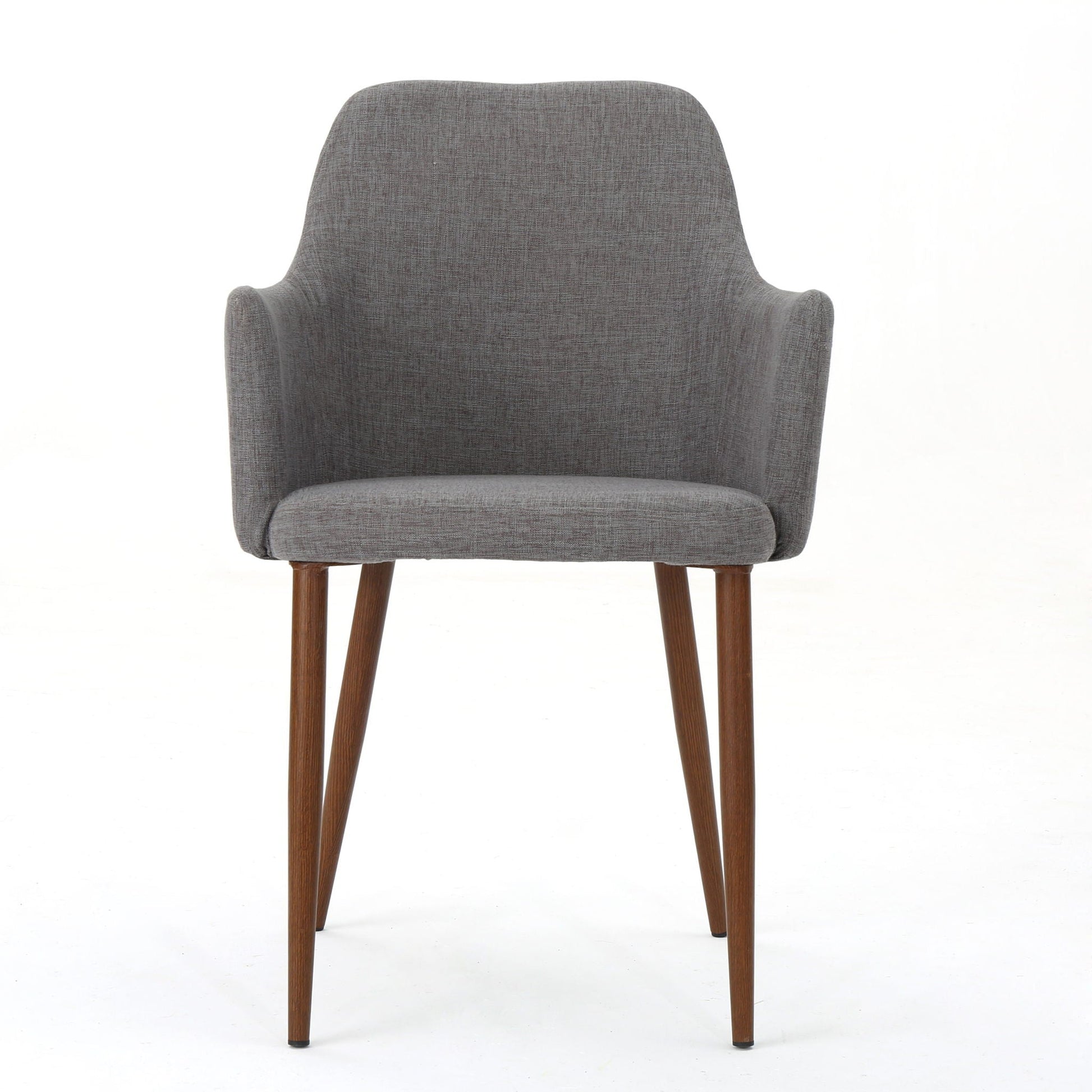 Elegant Dining Chair with contoured back in gray fabric, HouseOfZazla, wooden legs on Tampa Home & Garden Store