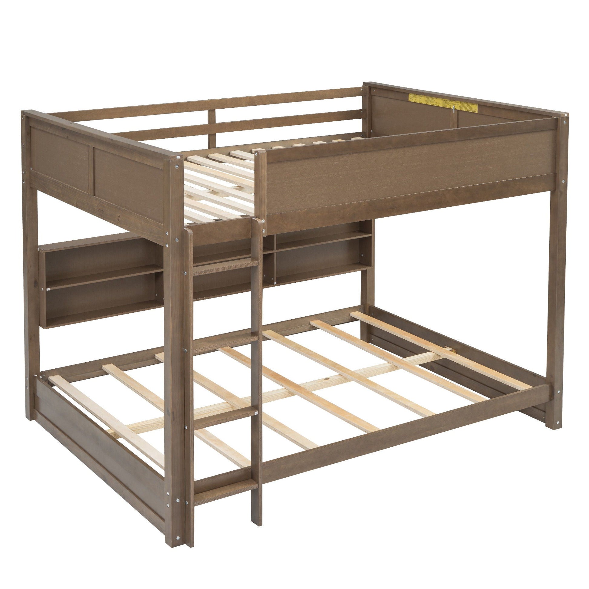 Bunk Bed With Storage Cabinets And USB Ports brown wood finish HouseOfZazla on Tampa Home & Garden Store