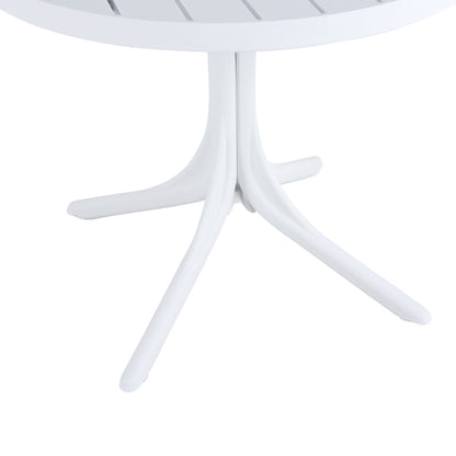 Modern white outdoor round dining table with interlaced pedestal legs HouseOfZazla on Tampa Home & Garden Store