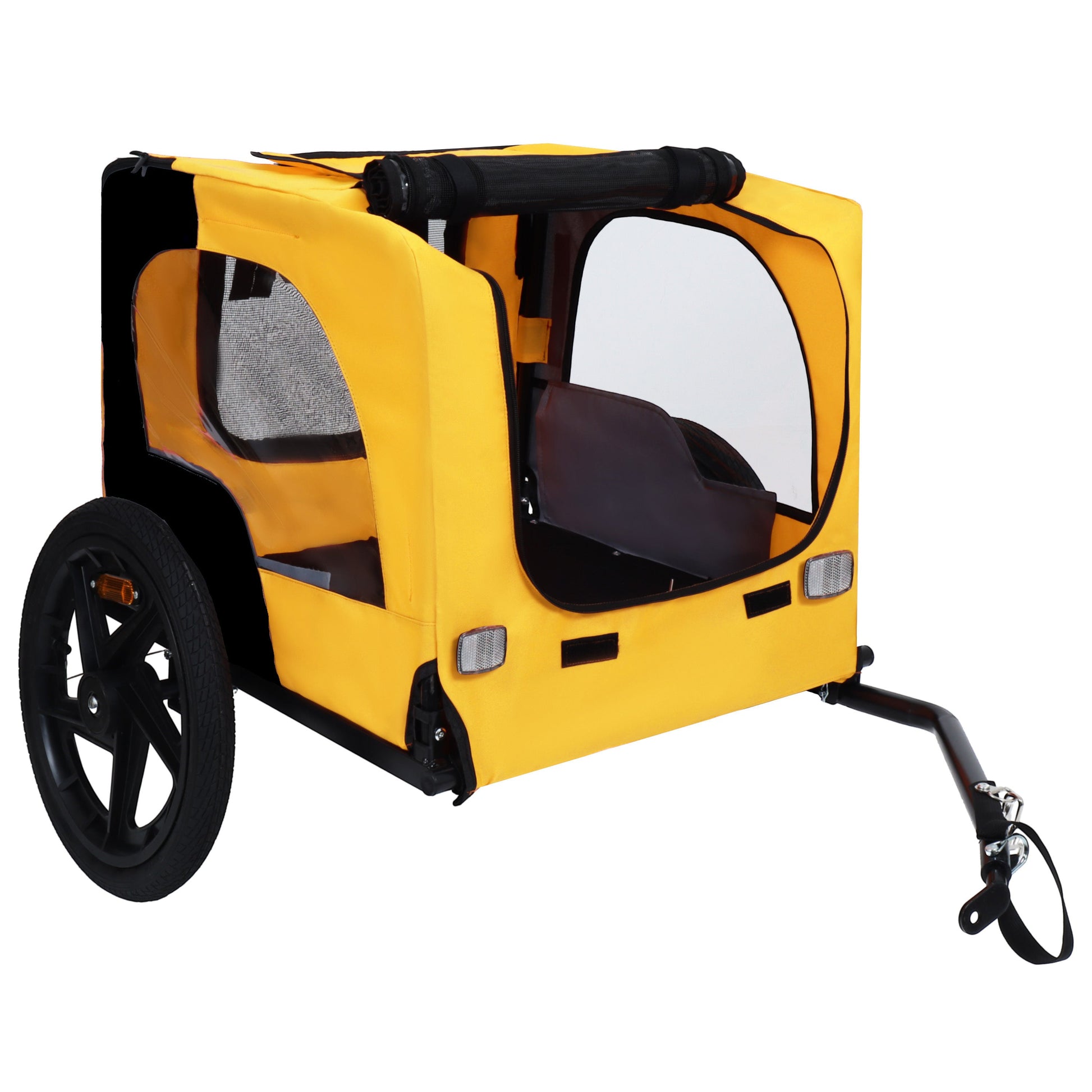 Pet Trailer for medium dogs up to 66 lbs by HouseOfZazla, yellow with window on Tampa Home & Garden Store