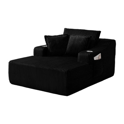 Comfortable oversized chaise lounge bed by HouseOfZazla in black corduroy on Tampa Home & Garden Store