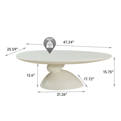 End Table Lucky Stone Shaped Table cream finish by HouseOfZazla 21.26 dia top 25.59 tall on Tampa Home & Garden Store