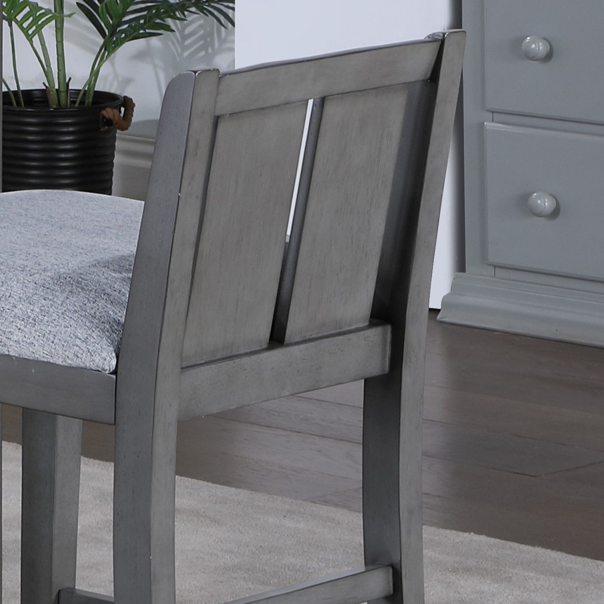 20in upholstered seat counter-height chair with low back in gray weathered wood finish on Tampa Home & Garden Store