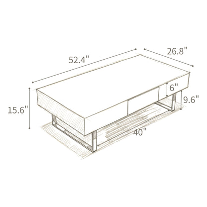 Rectangular Coffee Table And Hidden Drawers