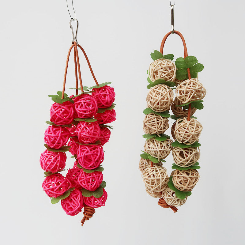 Parrot chew toy 2-pack: pink woven balls and natural beige wicker balls by Sell My Stuff on Tampa Home & Garden Store