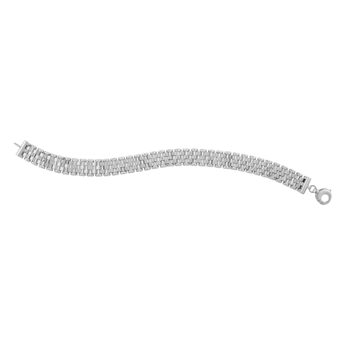 14k white gold faceted panther link bracelet with diamond-cut links on Tampa Home & Garden Store