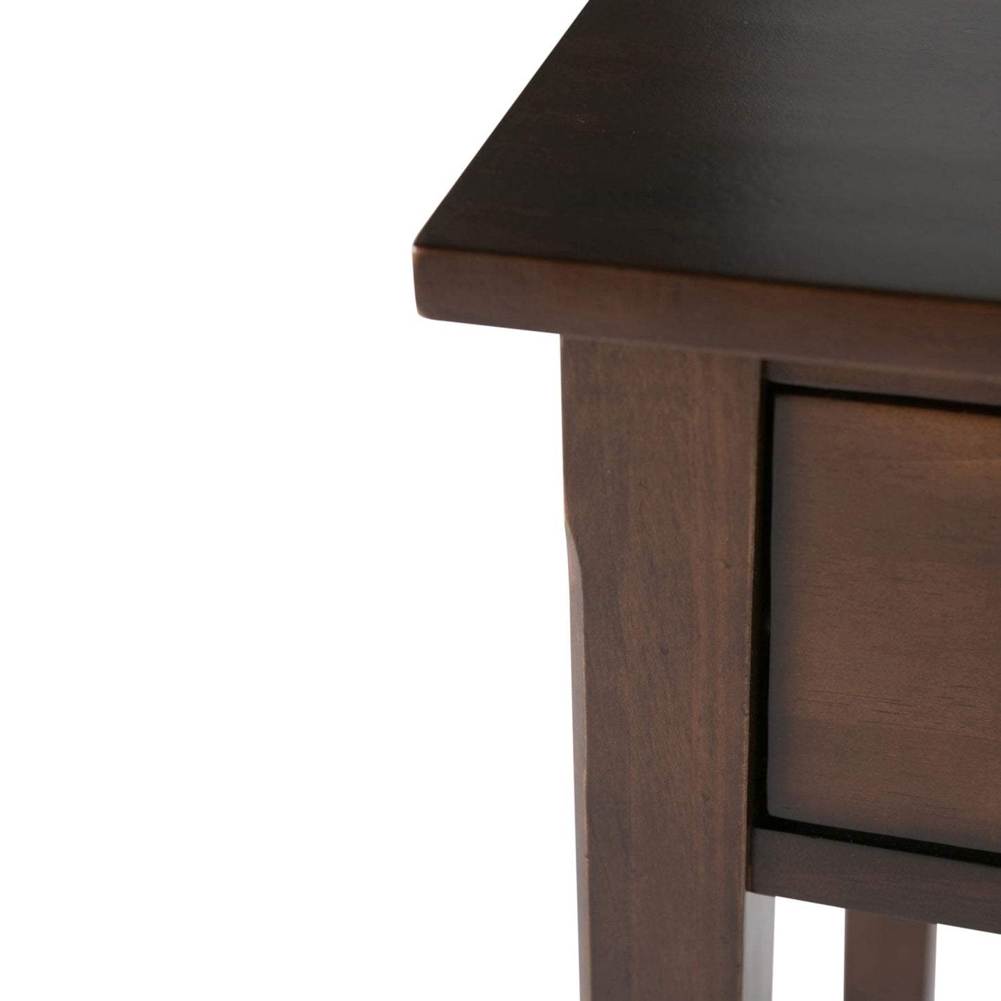 Avalon Handcrafted Writing Desk corner in dark espresso wood with squared legs on Tampa Home & Garden Store