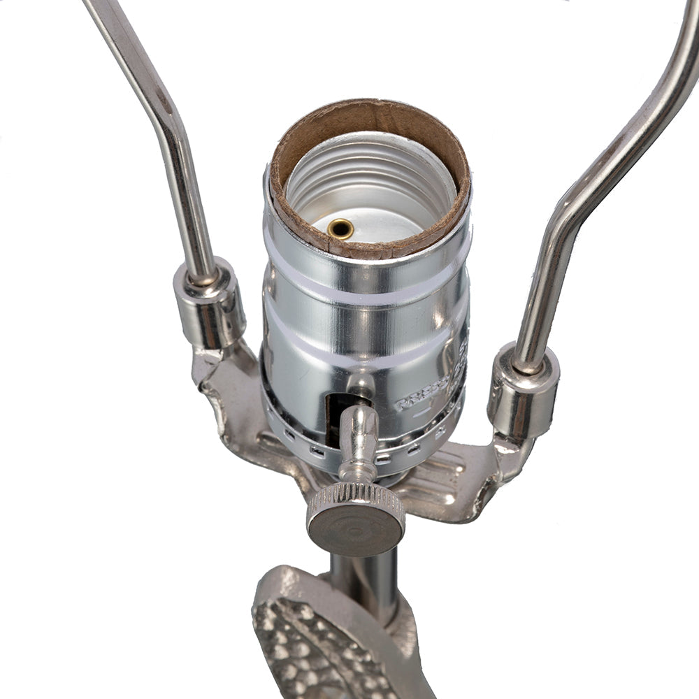 D15x29.3 table lamp socket assembly with chrome finish, harp arms and knurled knob on Tampa Home & Garden Store