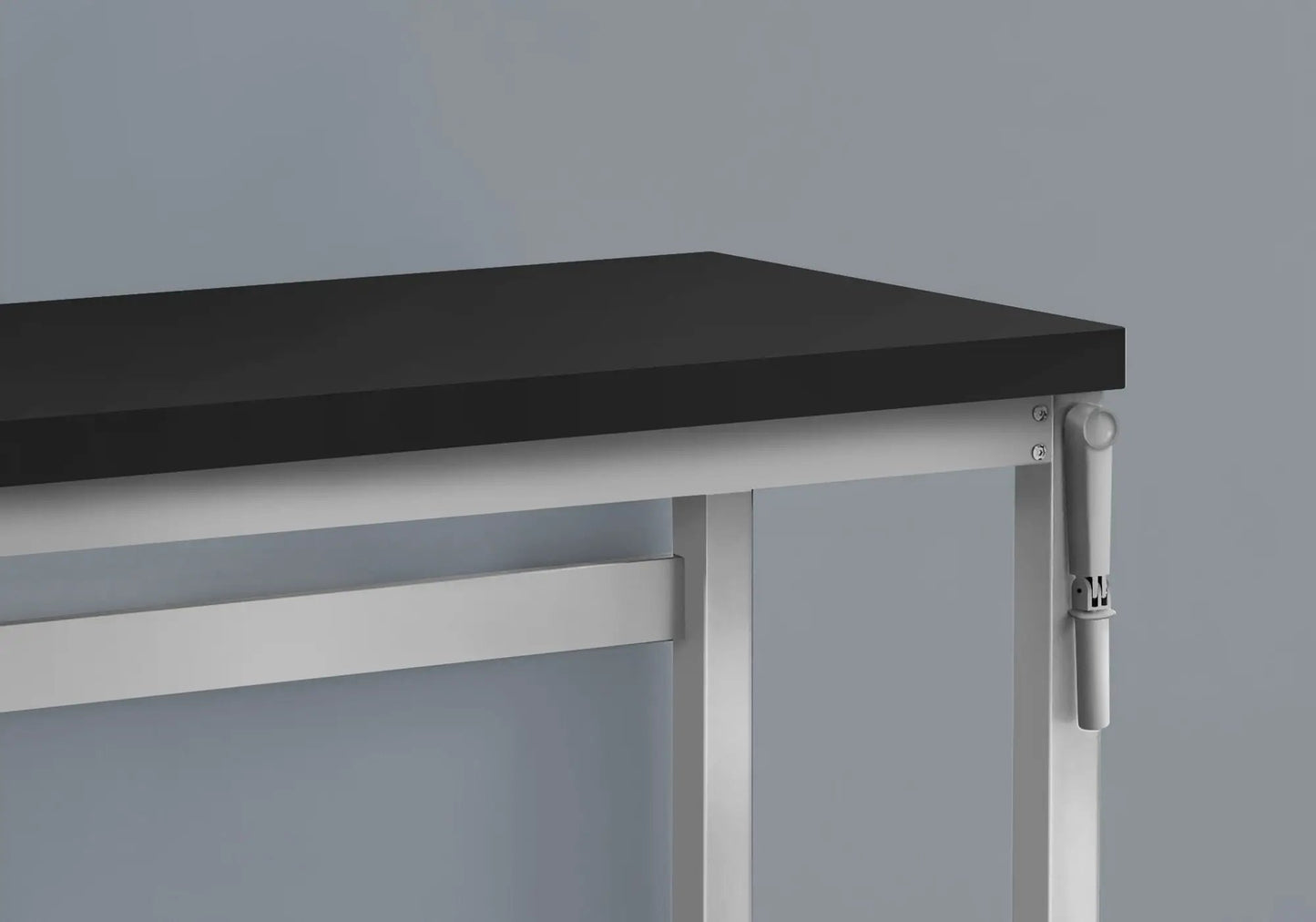 Computer Desk standing adjustable by Unique Piece Furniture with black top and silver frame on Tampa Home & Garden Store