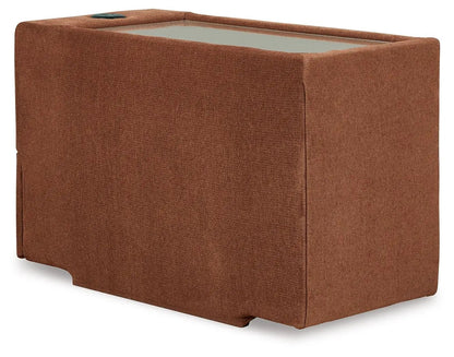 Modmax Spice sectional brown textured fabric with glass top inset on Tampa Home & Garden Store