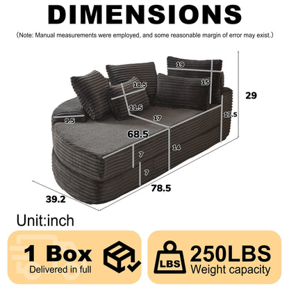 Semi Circular 2 in 1 Sofa Bed with Neck Pillow