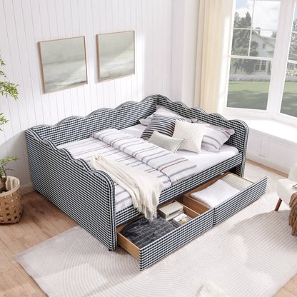 Gingham Daybed With USB Port and Wave Design