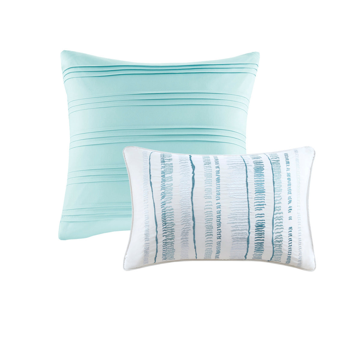 8 Piece Aqua Seersucker Quilt and Comforter Set