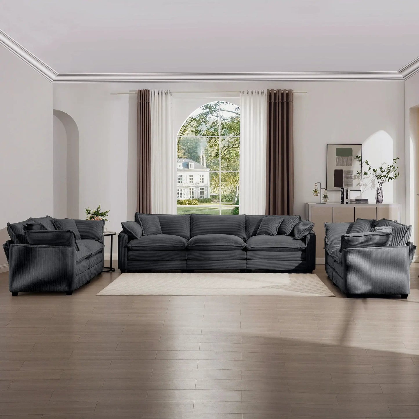 Elegant Sectional Sofa Set with Deep Seats