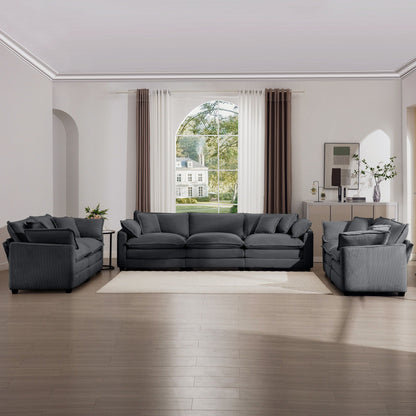 Elegant 3-piece sectional sofa set with deep seats in charcoal fabric by HouseOfZazla on Tampa Home & Garden Store