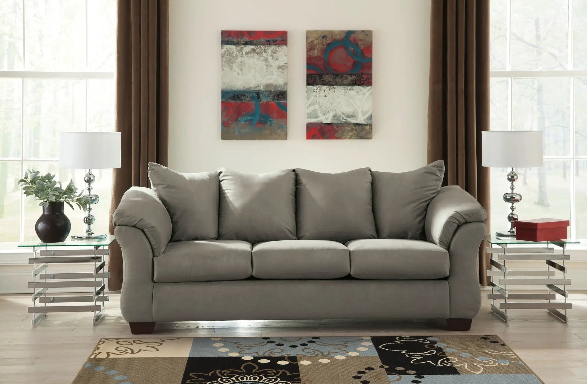 Darcy sofa by Unique Piece Furniture in gray upholstery with plush cushions on Tampa Home & Garden Store