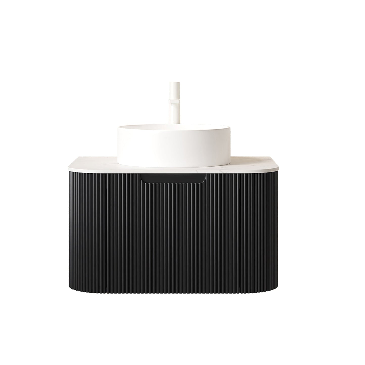 DINA 24in bathroom vanity with white round sink atop a black ribbed cabinet by HouseOfZazla on Tampa Home & Garden Store