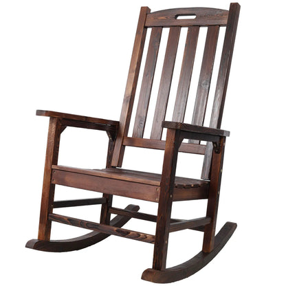 Oversized porch rocker with wide seat and tall backrest, dark-stained by Unique Piece Furniture on Tampa Home & Garden Store