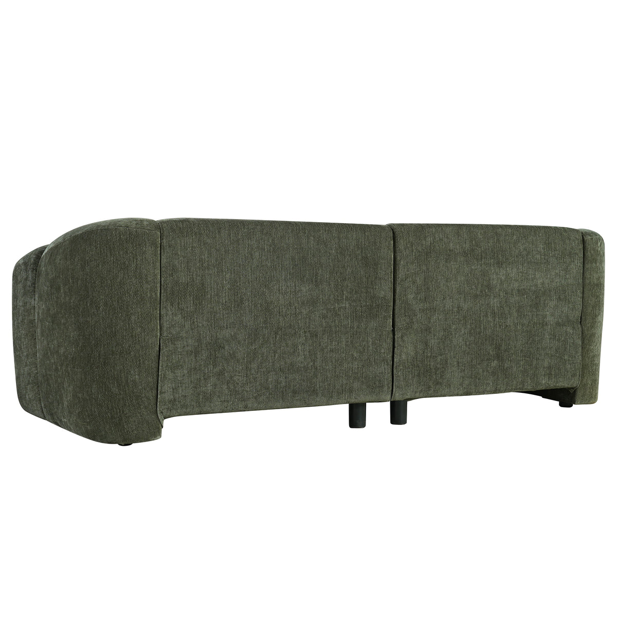 87.4-inch modern minimalist curved block sofa in dark green textured fabric with black legs on Tampa Home & Garden Store