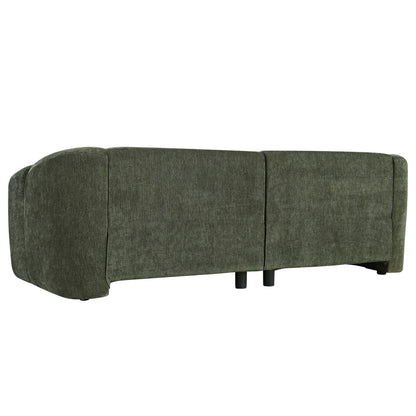 87.4-inch modern minimalist curved block sofa in dark green textured fabric with black legs on Tampa Home & Garden Store